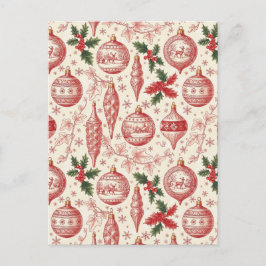 Röda Toile Chinoiserie Juldekorationer Vykort