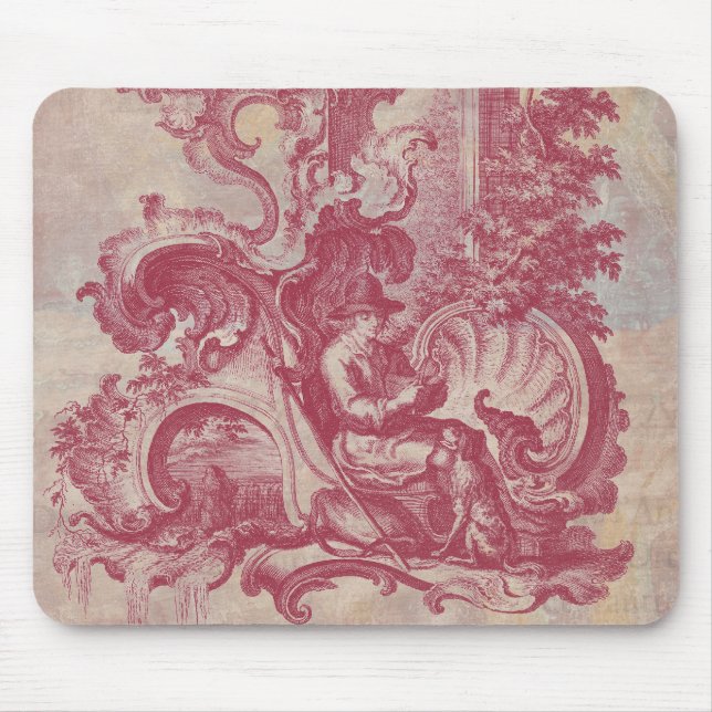 Röda Toile Pompei för fransk polityrvintage färger Musmatta (Framsidan)
