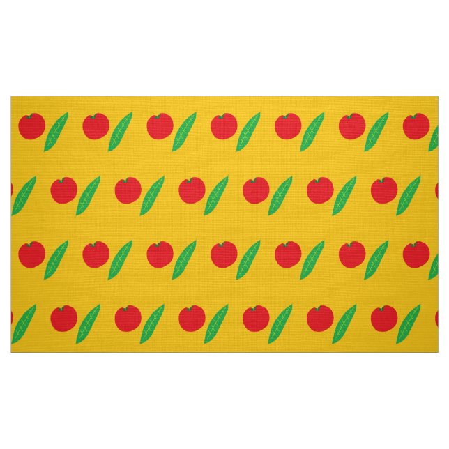 Röda tomater och löv gult mönster tyg (Fat Quarter)