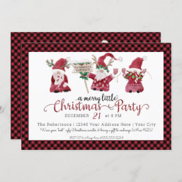 Röda Tomtar Vattenfärg Glad Liten Julfest Julkort