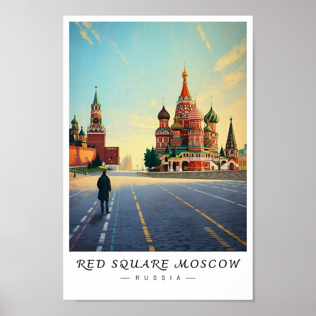 Röda torget Moskva Ryssland Väggkonst, Stadssiluet Poster (Framsidan)