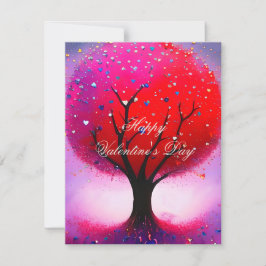 Röda träd och hjärtans alla hjärtans dag  julkort