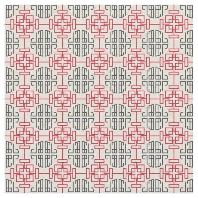 Röda traditionella geometriska kinesiska tyg (Närbild)