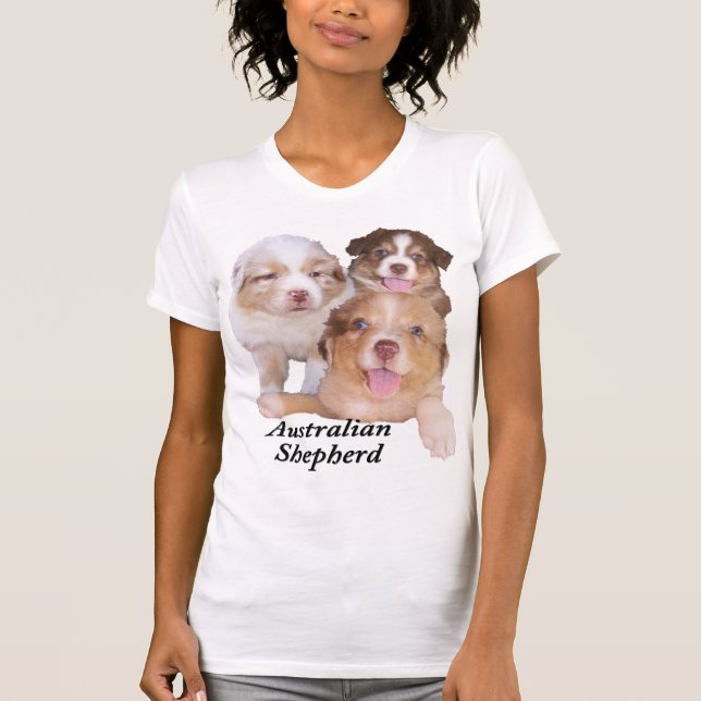 Röda Tri & röda Merle Aussievalper Tee Shirt (Framsida)
