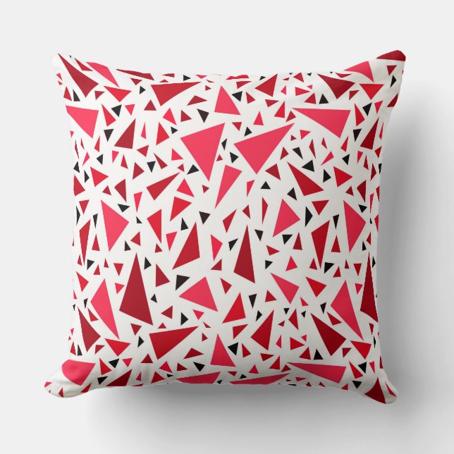 röda trianglar på vit retro bakgrund kudde (Framsida)
