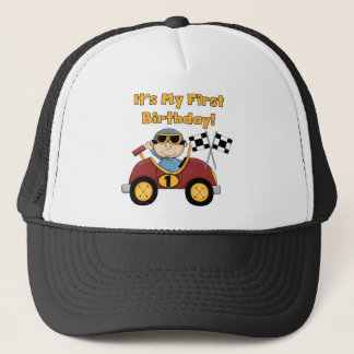 Röda Tshirts och gåvor för födelsedag för Truckerkeps