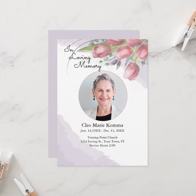 Röda tulips-minneskort för vattenfärg kort (Fram/Back In Situ)