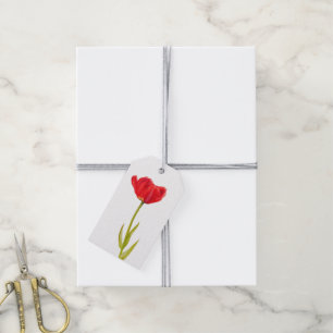 Röda tulpanblomma vattenfärg gåvobrickor presentetikett