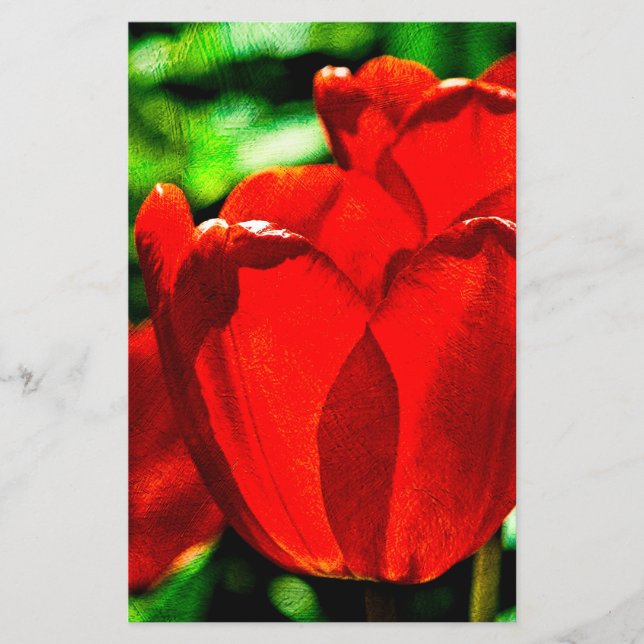 Röda tulpanblommor flygblad (Framsidan)