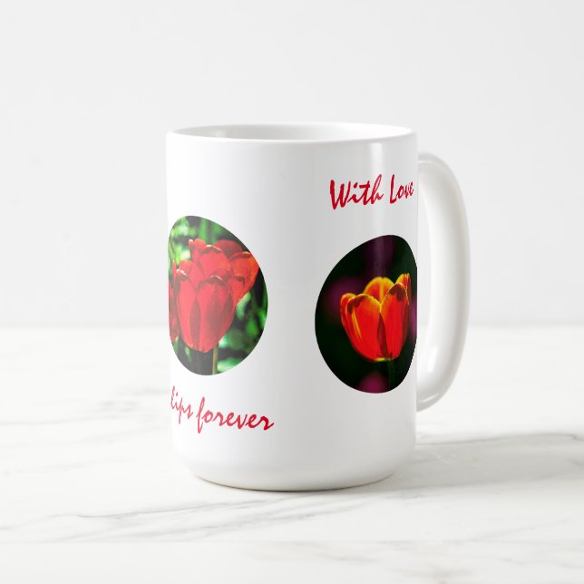 Röda tulpanblommor kaffemugg (Framsida höger)