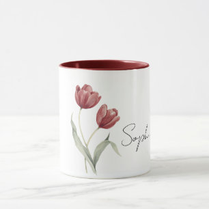 Röda tulpanblommor mugg