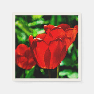 Röda tulpanblommor pappersservett