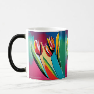 Röda tulpaner abstrakt design magisk mugg