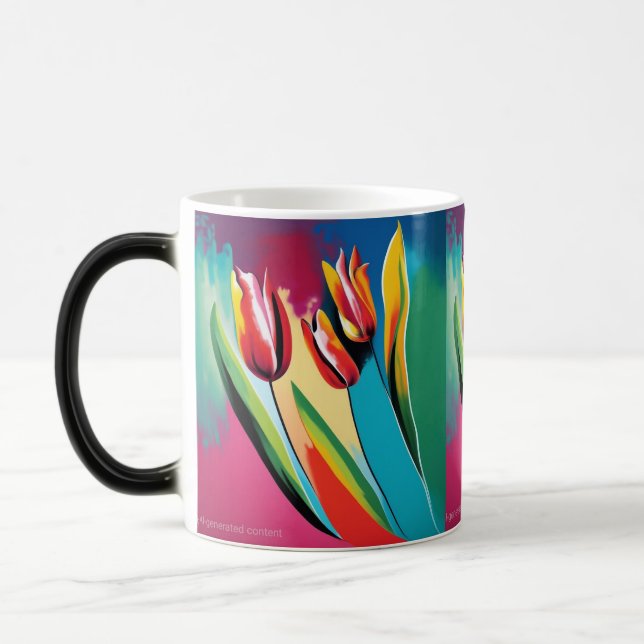 Röda tulpaner abstrakt design magisk mugg (Vänster)