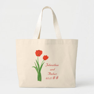 Röda tulpaner, Bröllop Tote bags Jumbo Tygkasse
