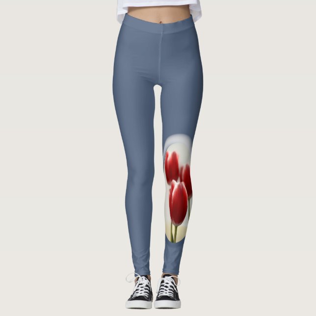 Röda tulpaner leggings (Framsida)