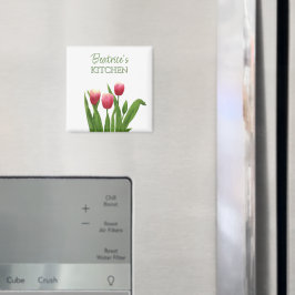 Röda tulpaner med Greenery Magnet