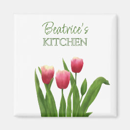 Röda tulpaner med Greenery Magnet