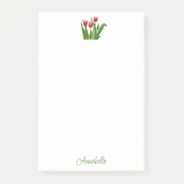 Röda tulpaner med Greenery Post-it Block