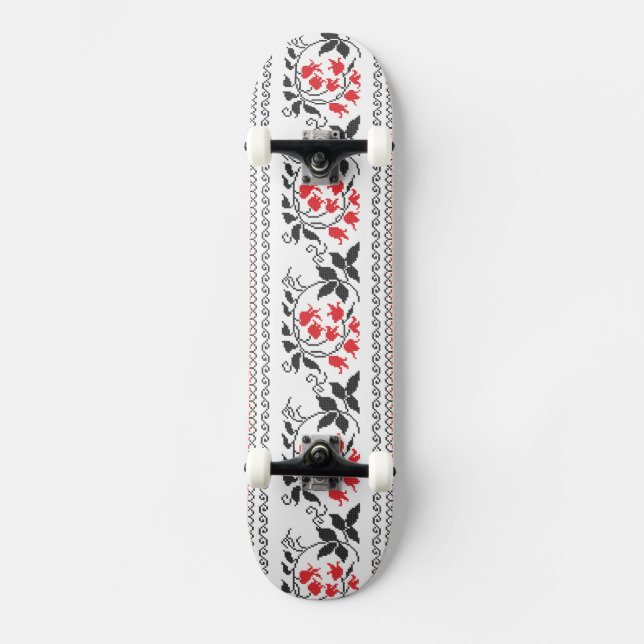 Röda tulpaner mönster skateboard bräda 19,5 cm (Framsida)