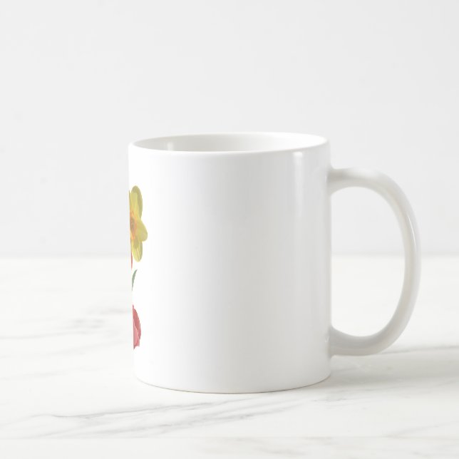 Röda tulpaner och gula narcissblommor kaffemugg (Höger)