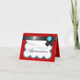 Röda & Turkosa, Svart Band Eleganta Tacksamhetskor Tack Kort