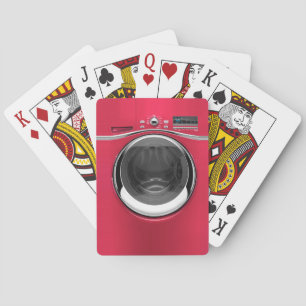 Röda Tvättande Maskin Spel Kort