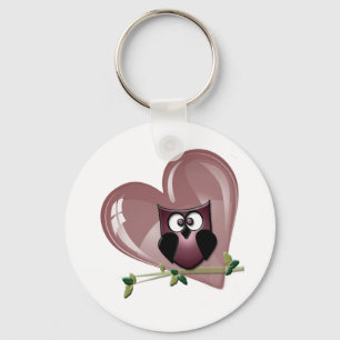 Röda uggla- och hjärtavalentin gåvor nyckelring