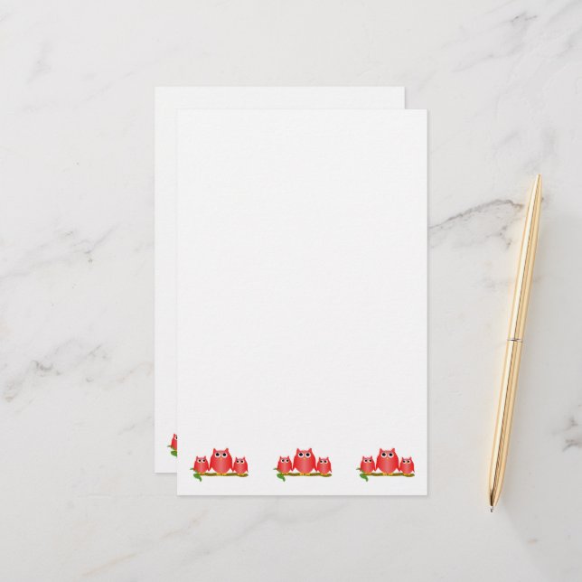 Röda Ugglor Design Brevpapper (Fram/Back In Situ)