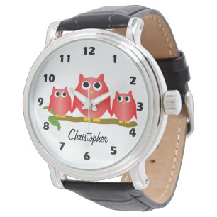 Röda Ugglor Personlig Design Armbandsur