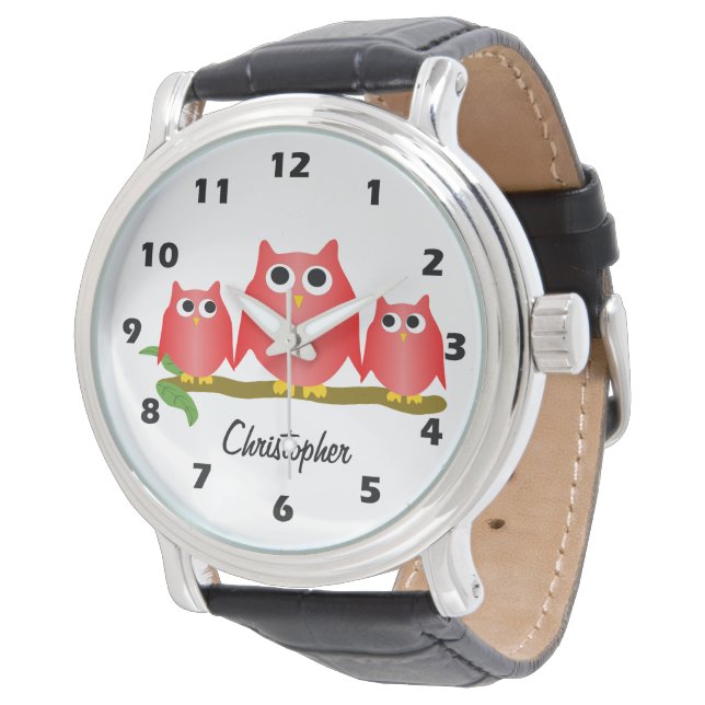 Röda Ugglor Personlig Design Armbandsur (Vinklad)