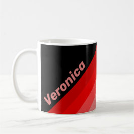 Röda urblekta ränder med namn kaffemugg