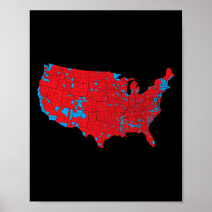 Röda vågen Karta i USA vid presidentvalet 2024 Poster