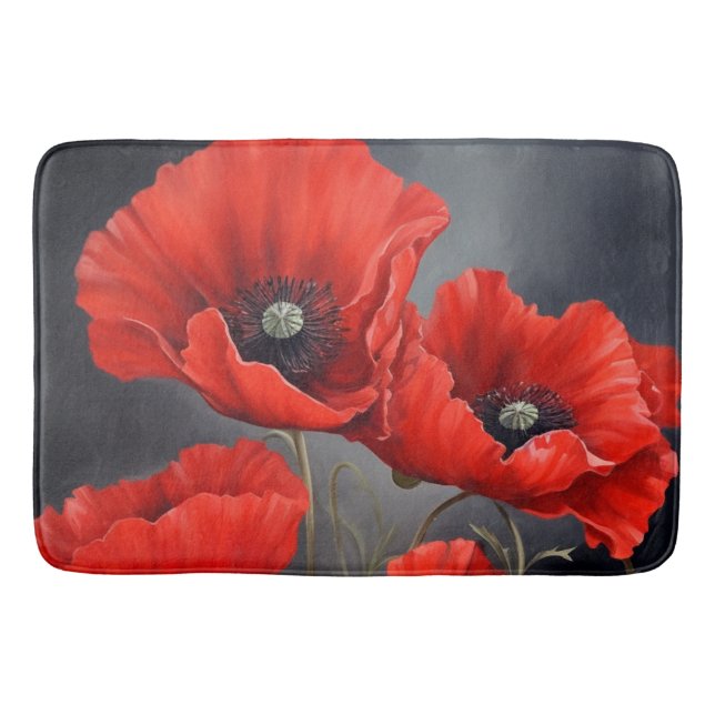 Röda vallmo badrumsmatta (Framsidan)