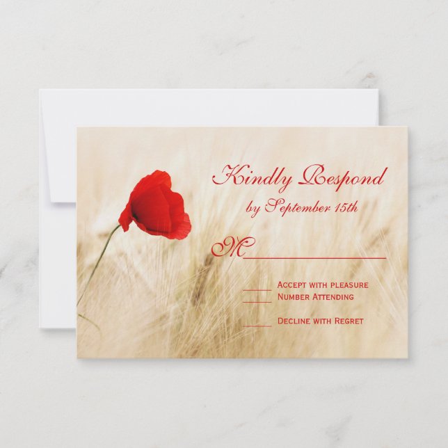 Röda vallmo Flower Wheat Fält Bröllop OSA Cards (Framsida)