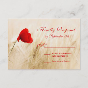 Röda vallmo Flower Wheat Fält Bröllop OSA Cards Kort