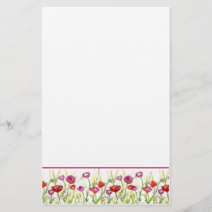Röda vallmo Flowers Watercolor Flowers Brevpapper