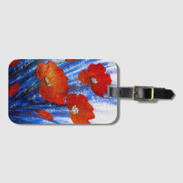 Röda vallmo i blågräs bagagebricka