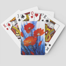 Röda vallmo i blågräs casinokort