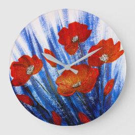 Röda vallmo i blågräs stor klocka