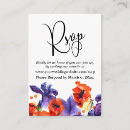 Röda vallmo & lila iris RSVP Online Infogningskort Tilläggskort