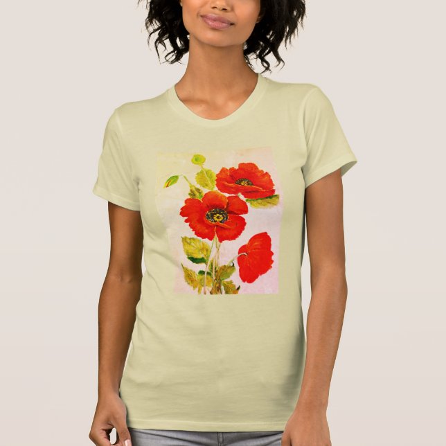 Röda vallmo mode t shirt (Framsida)