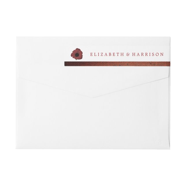 Röda vallmo och Burlap Bröllop Etikettband (Baksidan)