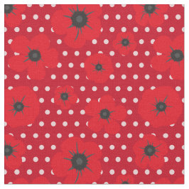Röda vallmo och Polka dots Mönster Tyg