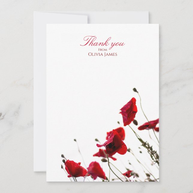 Röda vallmo, tackkort inbjudningar (Framsida)