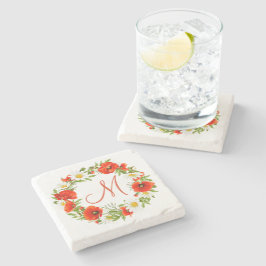 Röda vallmo Vit Gult Daisy Fläderutandning Stenunderlägg