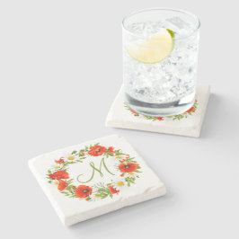 Röda vallmo Vit Gult Daisy Fläderutandning Stenunderlägg