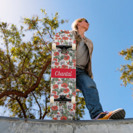 Röda vallmoblommönster Personligt Mini Skateboard Bräda 18,5 Cm