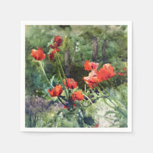 Röda vallmoblommor (av Mildred Anne Butler) Pappersservett