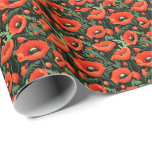 Röda vallmoblommor Blommor Grönska Födelsedag  Presentpapper<br><div class="desc">Röda vallmoblommor och grönska presentpapper för födelsedagar eller andra tillfällen</div>